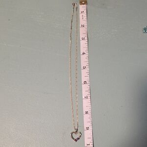 Gold Heart Necklace Danecraf 925 Sterling Silver  with Pink Accent